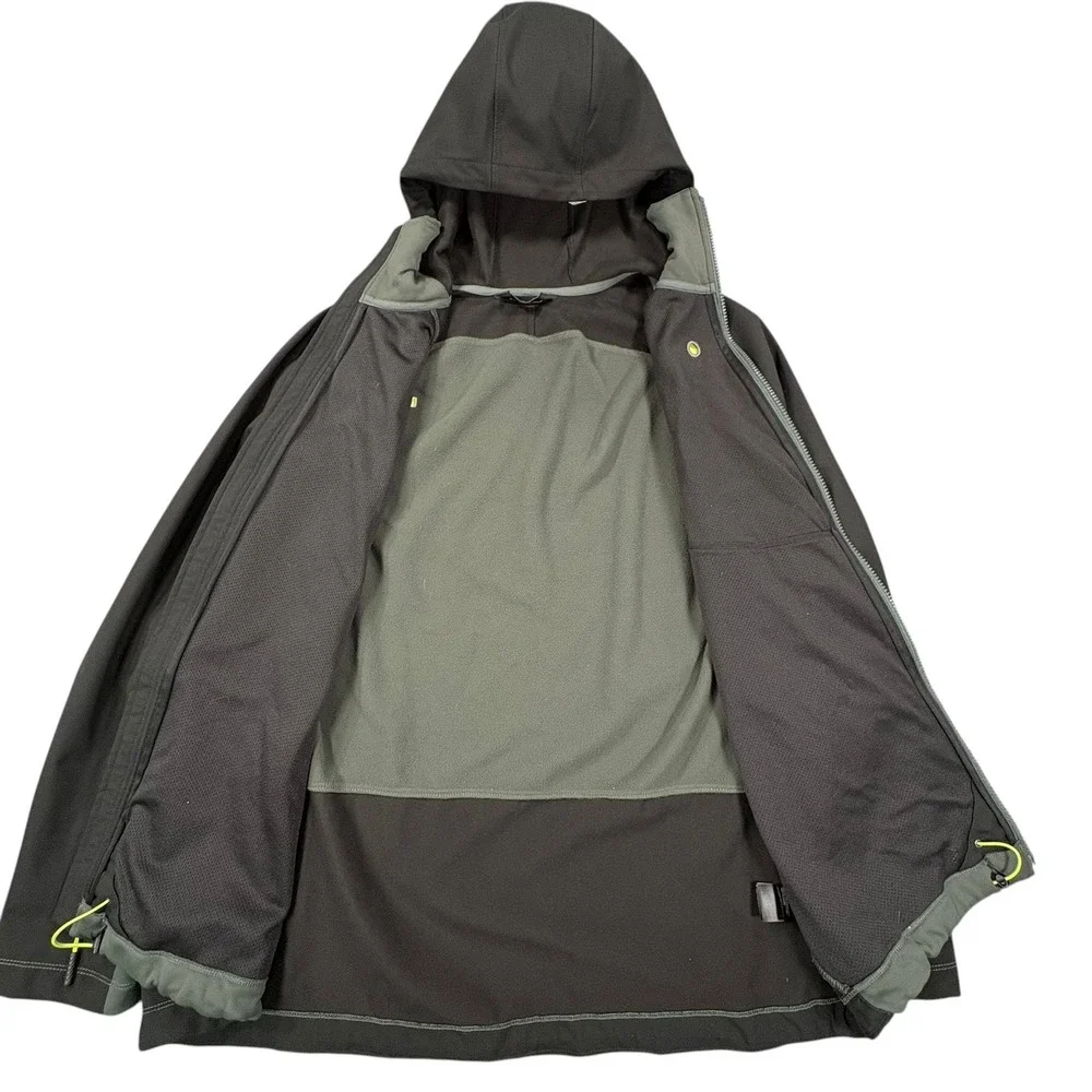 The North Face Fleece Hooded Jacket Mens XXL Green Black Softshell Full Zip